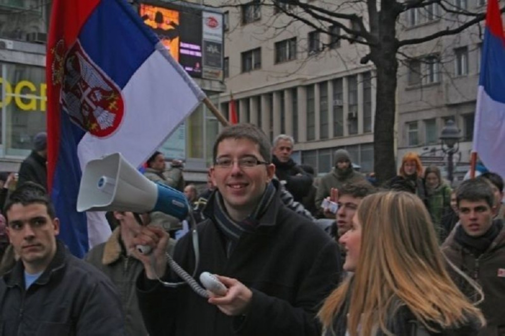 Đurić i Selaković na studentskom protestu 2008.