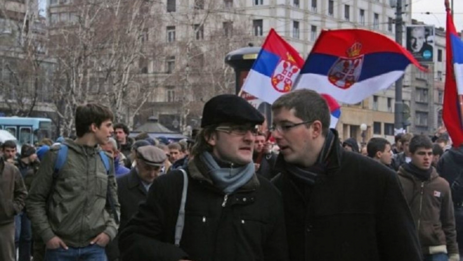 Đurić i Selaković na studentskom protestu 2008.