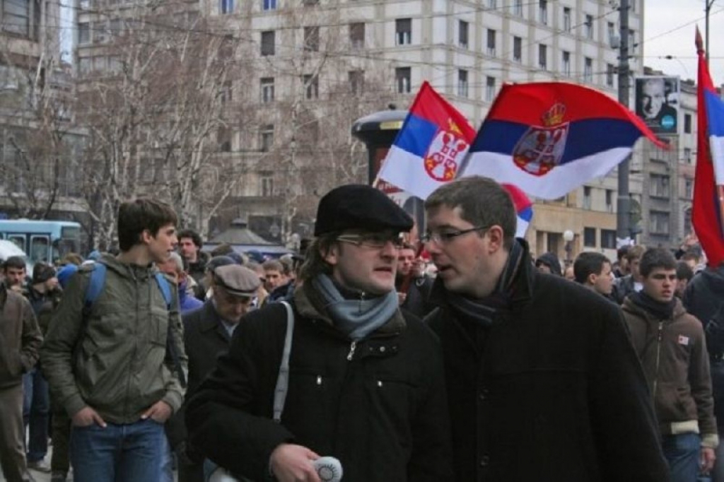 Đurić i Selaković na studentskom protestu 2008.