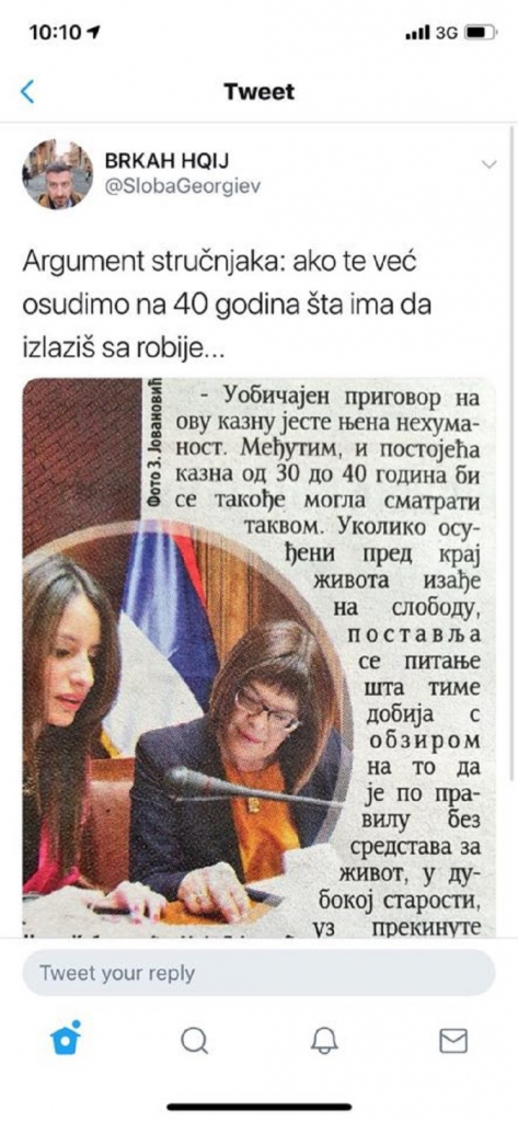 Tvit Slobodana Georgieva