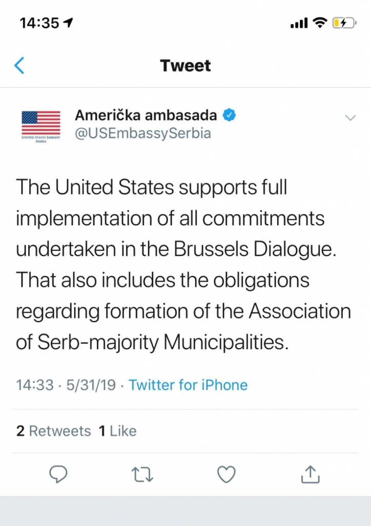 Tvit američke ambasade