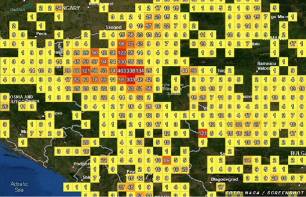 NASA mapa požari