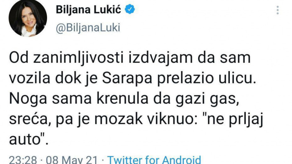 SKANDALOZNO!  Radnica Đilasovog Multikoma i njegova najveća promoterka Biljana Lukić napisala najbolesniji tvit do sada:  Htela sam da pregazim Sarapu na pešačkom...