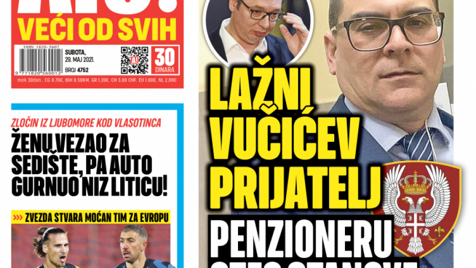 Uhapšen prevarant koji se predstavljao kao pripadnik vojne službe!  Lažni Vučićev prijatelj penzioneru oteo dva stana