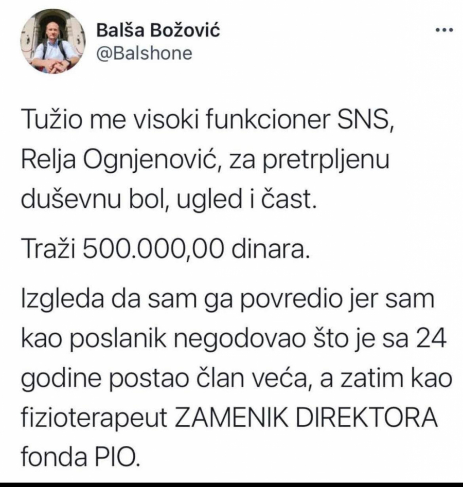 RELJA OGNJENOVIĆ: Politika SNS-a je sve suprotno onome sto su Đilas, Jeremić, Božović godinama zastupali