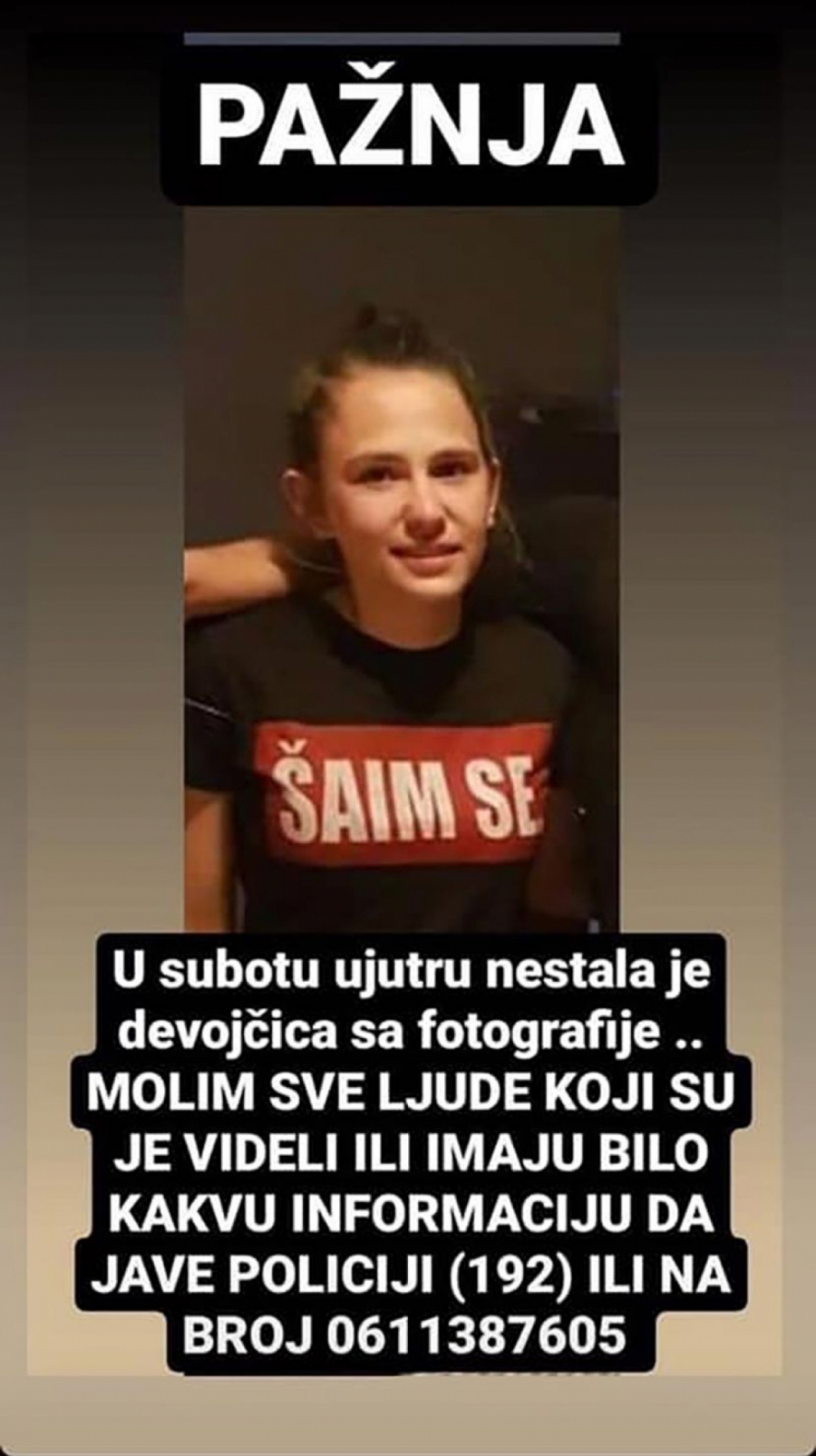 NESTALA DEVOJČICA IZ ČAČKA Porodica tri dana bez ikakvog traga, zovite policiju ako je vidite!