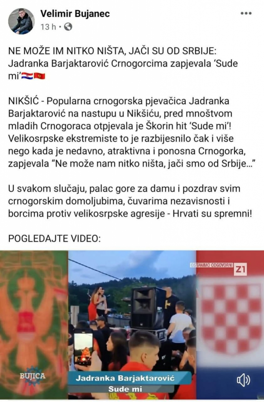 HRVATSKA JE SPREMNA! Ustaša pružio podršku Jadranki Barjaktarović, zajedno protiv Srbije (FOTO)