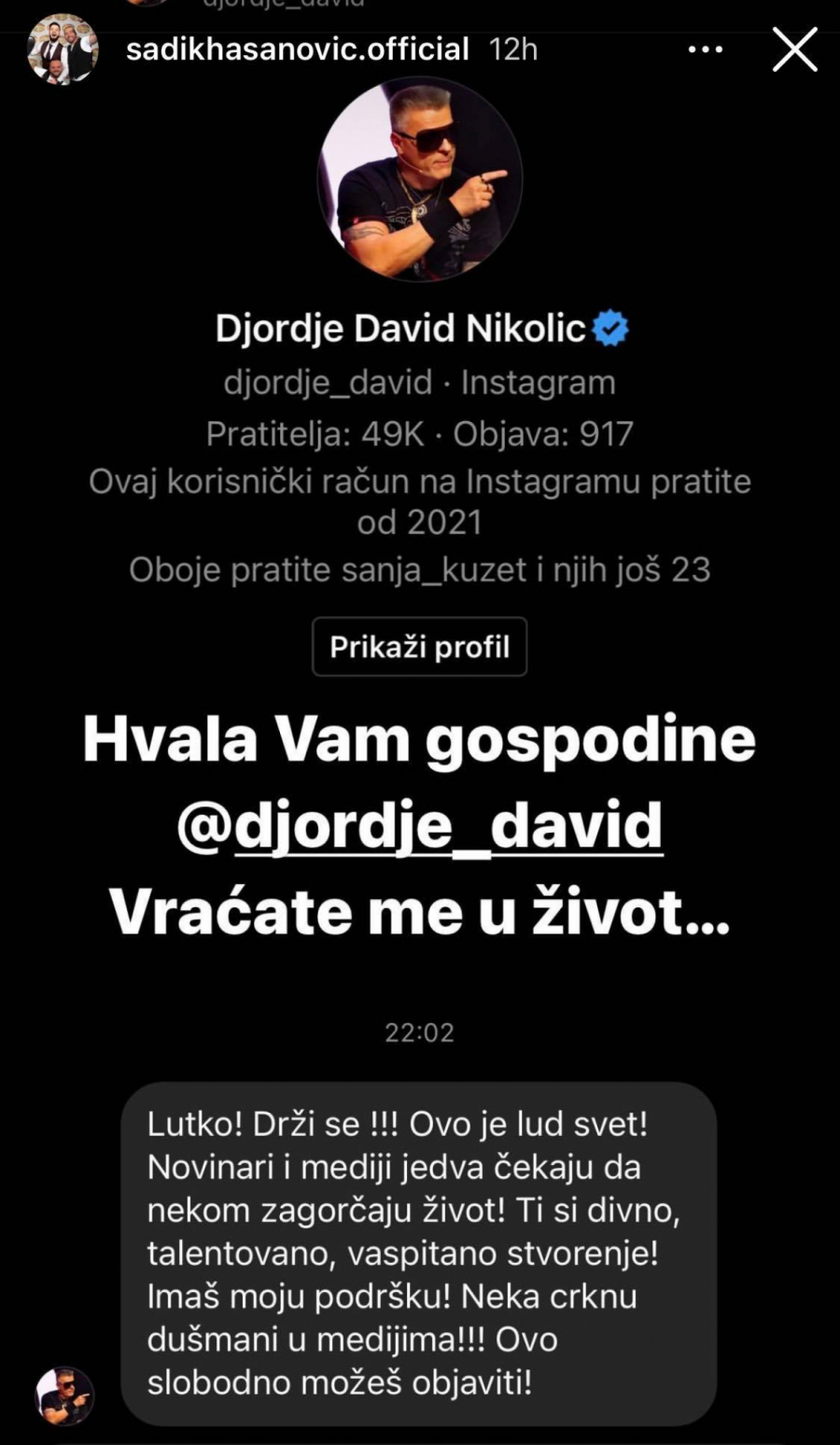 ĐORĐE DAVID POSLAO SRAMNU PORUKU TAKMIČARU 