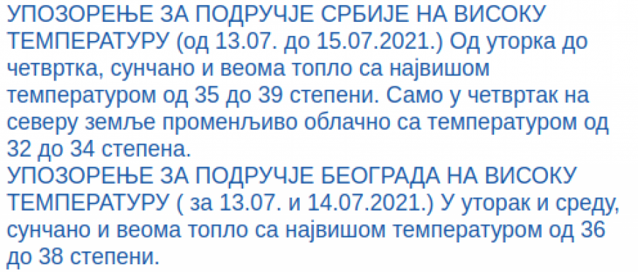 VREMENSKA PROGNOZA Oprez, RHMZ izdao novo upozorenje, čeka nas pakao!