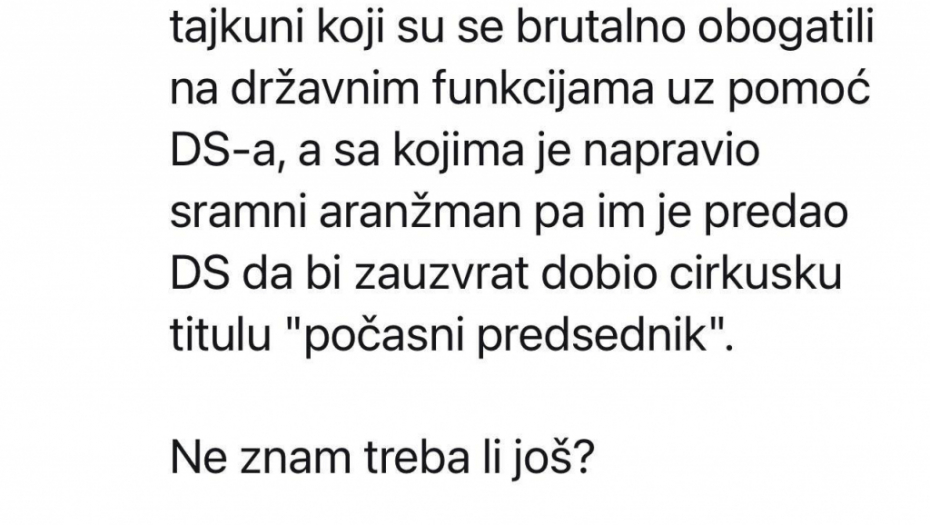 Nebojša Krsitć odgovorio Borisu Tadiću