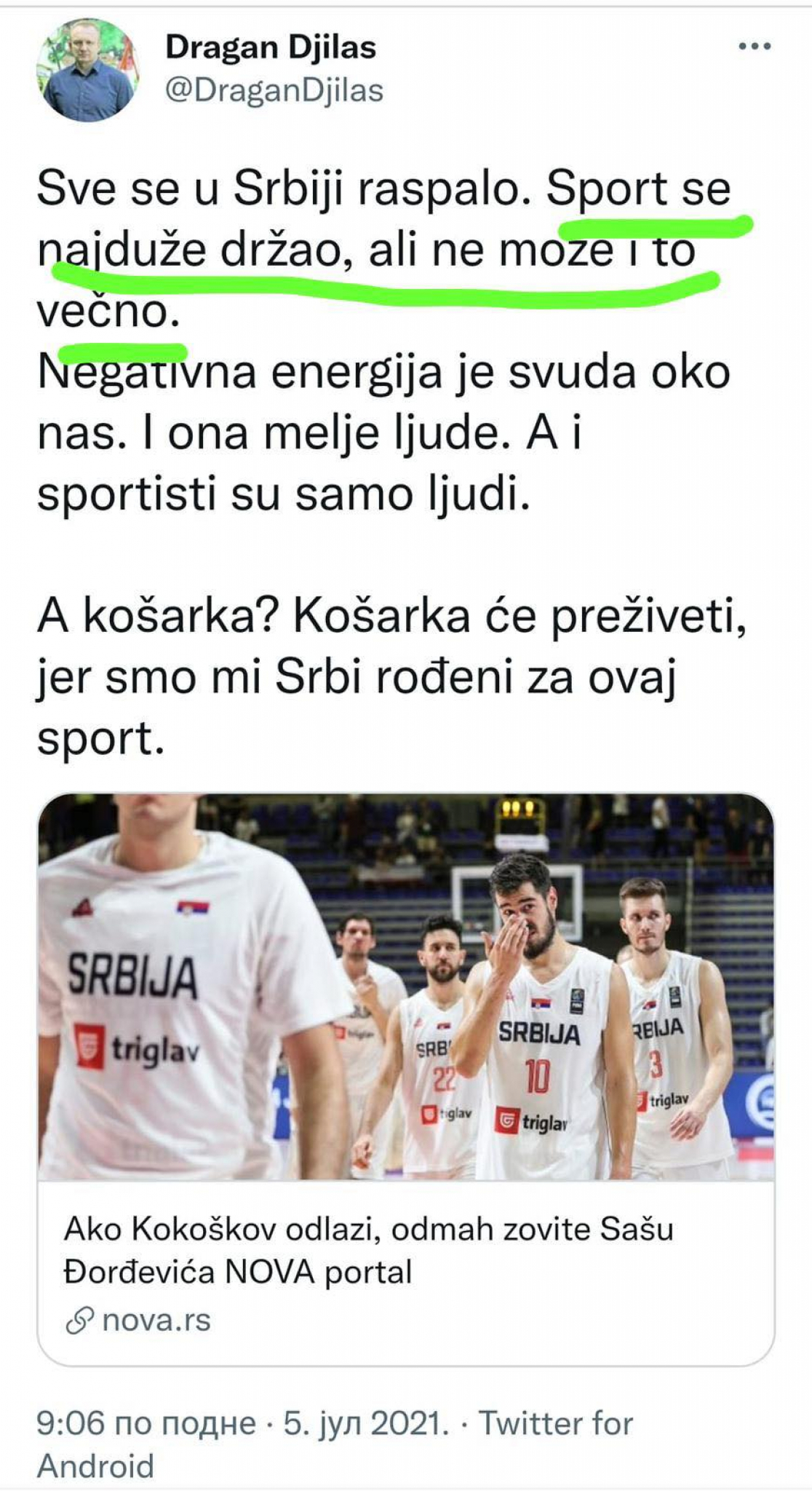 ĐILAS UDARIO NA SPORTISTE Lider SSP-a više ne zna šta radi