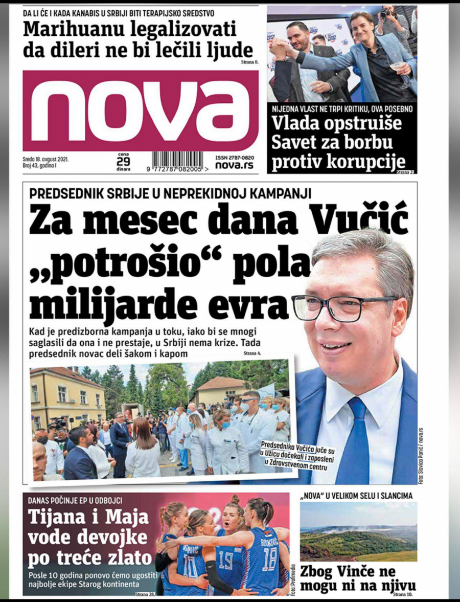 Đilas svojom novinom poručuje Vučiću: Da sam ja predsednik gurnuo bih i tih pola milijarde u džep, a ne u narodne projekte!