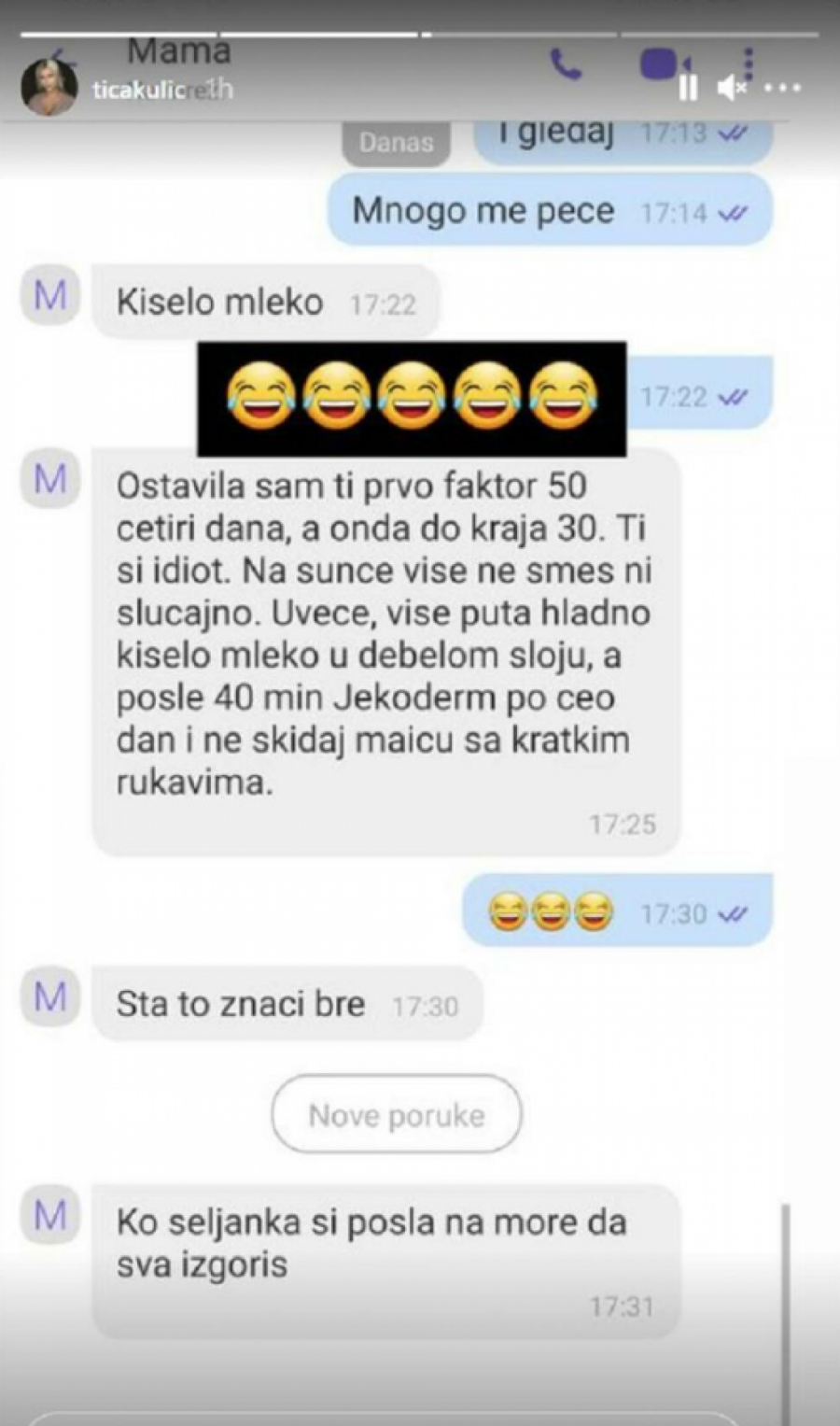 TI SI IDIOT, KAO NEKA SELJANKA! Isplivala šok prepiska Marije Kulić sa ćerkom Tijanom!