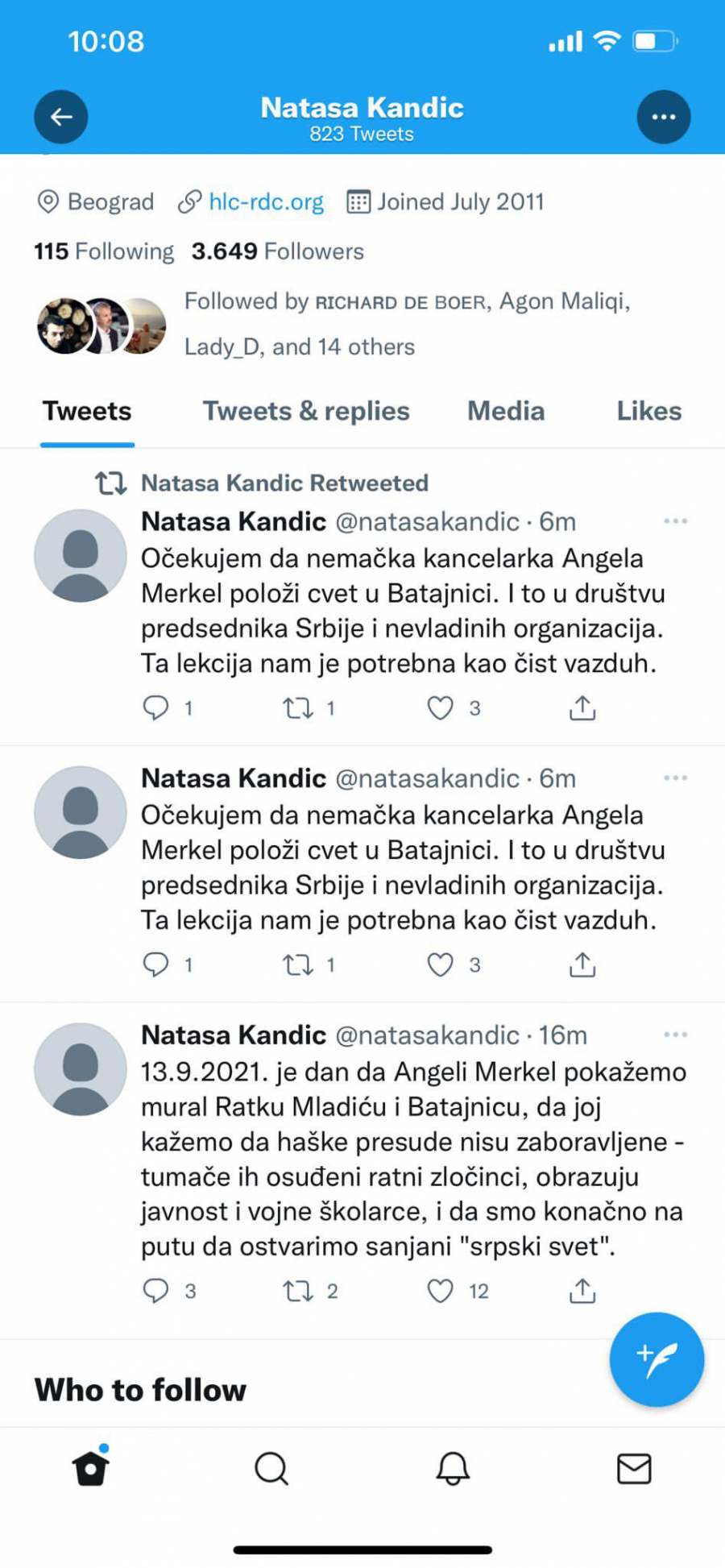 NATAŠA KANDIĆ UOČI POSETE ANGELE MERKEL Kancelarka da položi cveće na grobnicu Albanaca u Batajnici