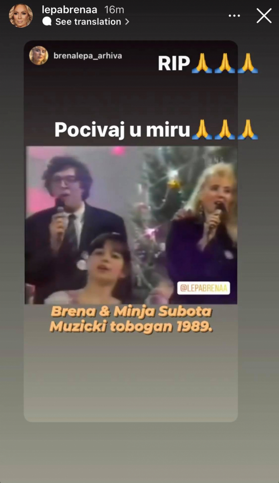 MINJA SUBOTA JU JE PROSLAVIO Lepa Brena se oprostila od legende!