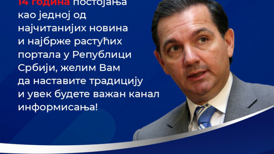 ALO! SLAVI 14. ROĐENDAN Vladimir Marinković: Srdačno Vam čestitam 14 godina postojanja kao jednoj od najčitanijih novina i najbrže rastućih portala u Srbiji