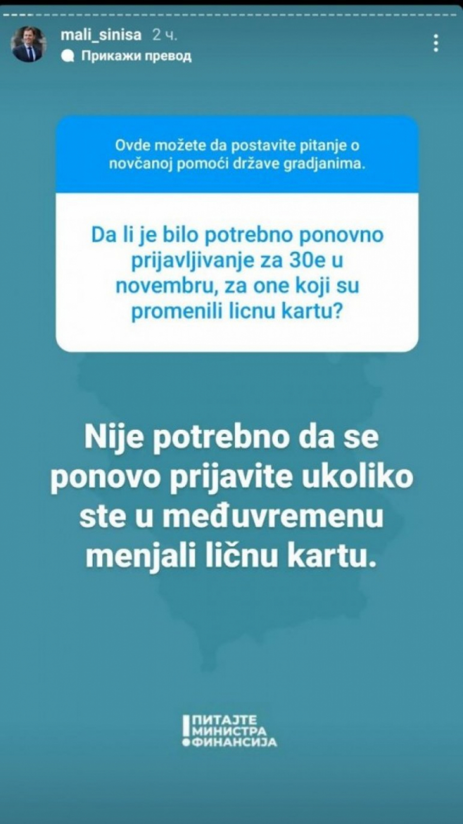 KAD STIŽE JOŠ 20 EVRA OD DRŽAVE Ministar Mali odgovarao građanima: Šta da rade i oni koji su menjali ličnu kartu