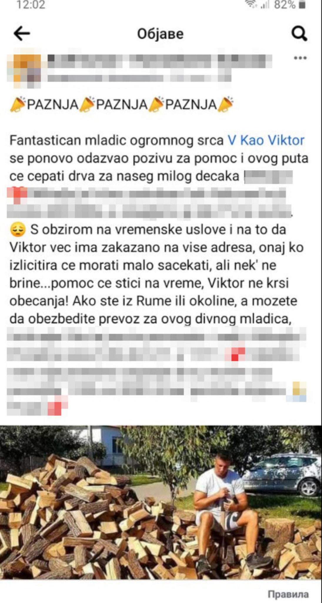 KONAN IZ RUME SAN SVAKE TAŠTE! Starima i bolesnima cepa drva DŽABE!