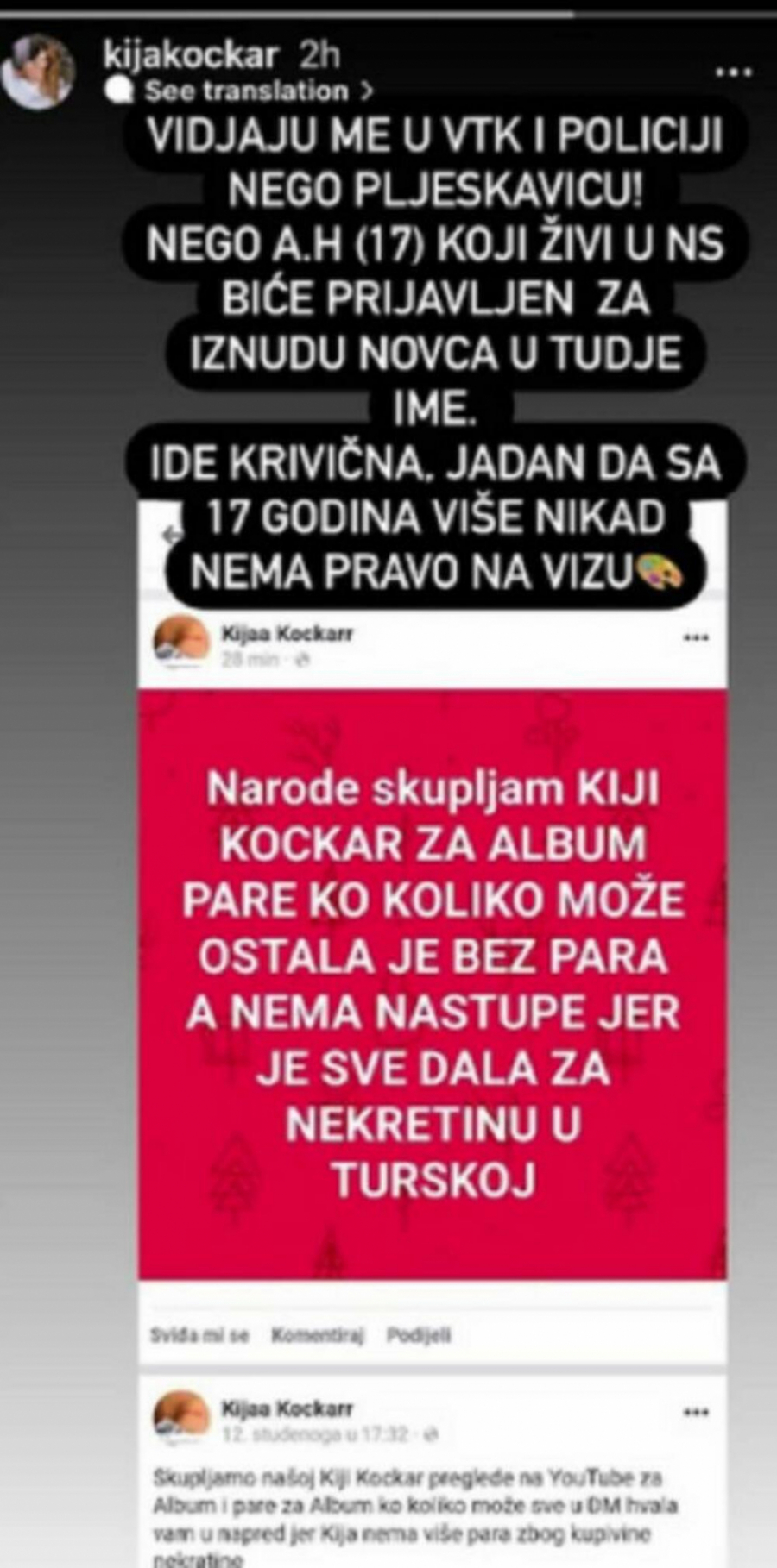 KIJA PODNELA KRIVIČNU PRIJAVU PROTIV MALOLETNIKA Iznuđivao novac u njeno ime, Kockarova otišla u policiju!