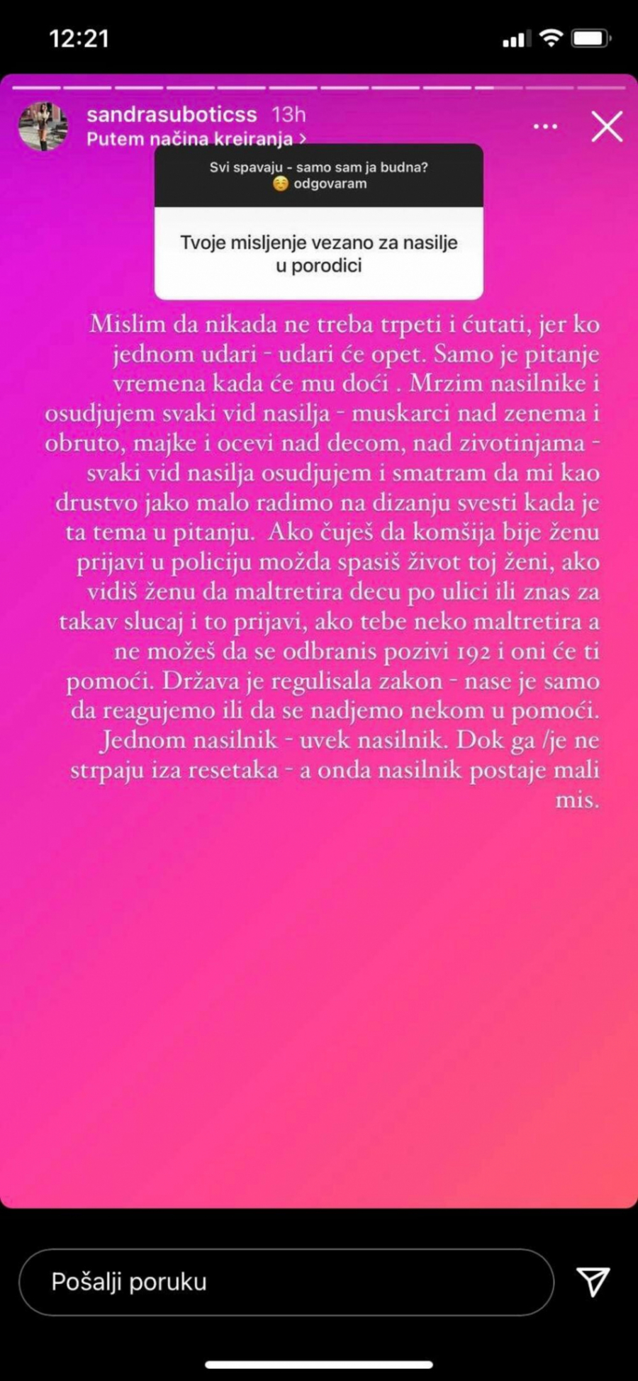 BIĆE NASILNIK DOK GA NE STRPAJU U ZATVOR! Subotićeva je pretrpela brutalno nasilje od Čabarkape, a sada je o tome konačno progovorila!