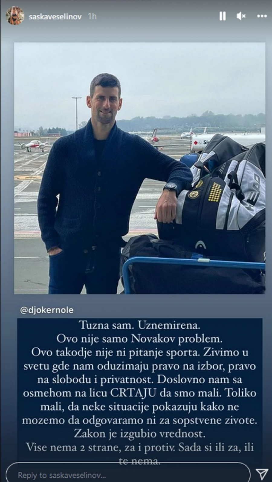 OVO NIJE SAMO NJEGOV PROBLEM! Nova snajka Novaka Đokovića  potrešena zbog Noleta: Tužna sam i uznemirena!