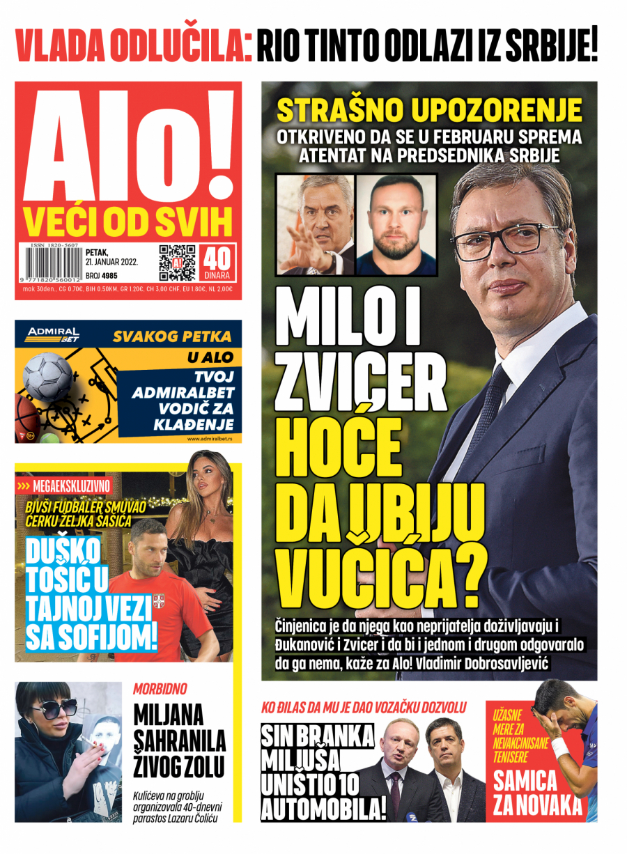 STRAŠNO UPOZORENJE Milo i Zvicer hoće da ubiju Vučića?