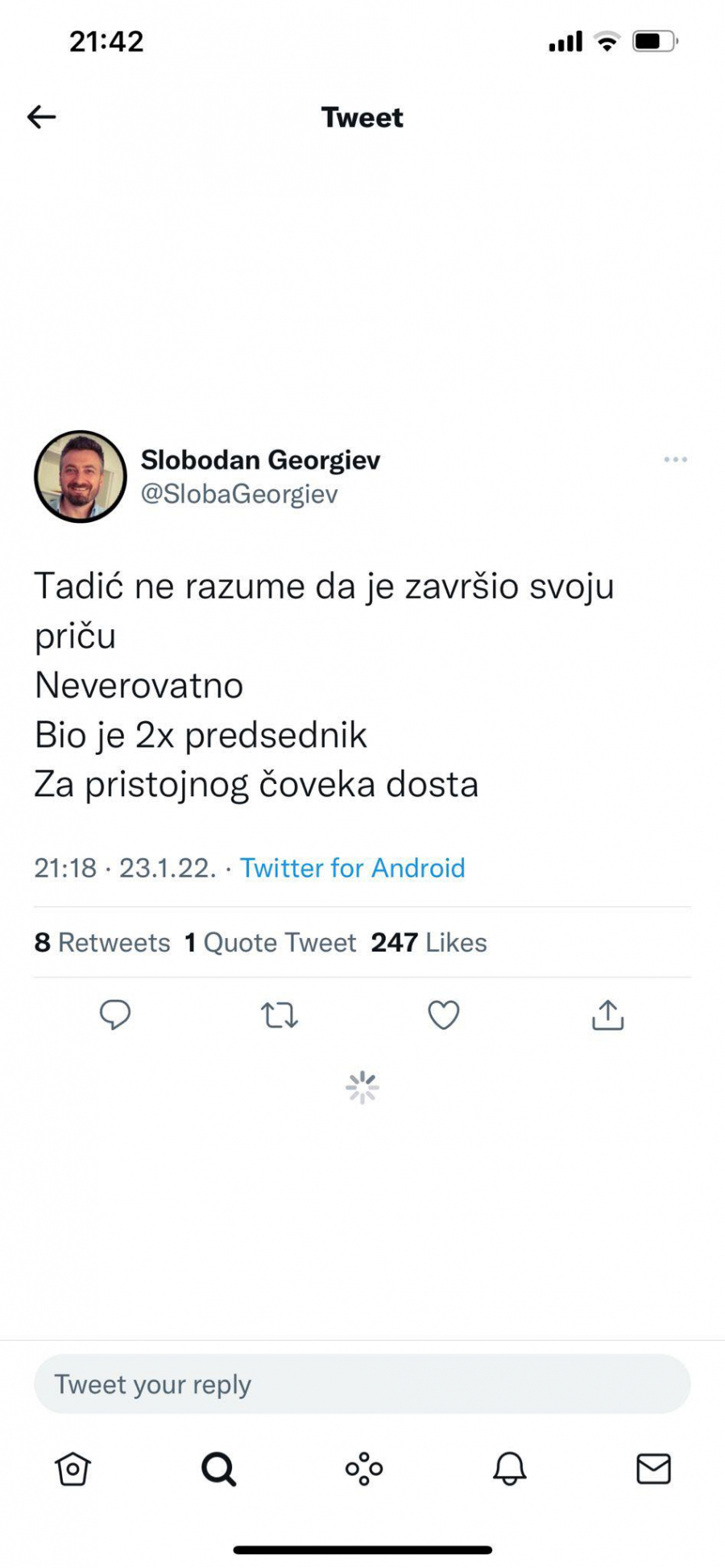 ĐILASOV UREDNIK IZVREĐAO TADIĆA Sloba Georgiev opleo po predsedniku SDS na Tviteru!