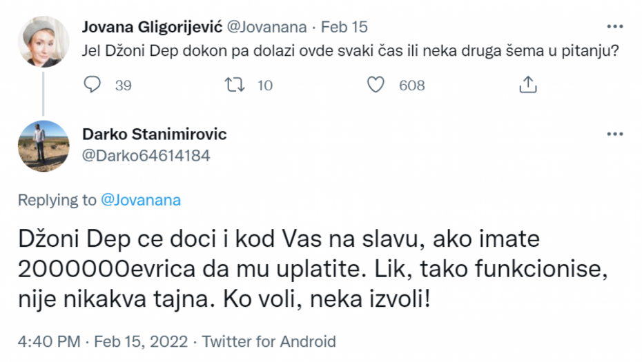 ŠTA ĆE DŽONI DEP U SRBIJI?! Đilasova Tviter brigada nastavlja rat protiv svoje države