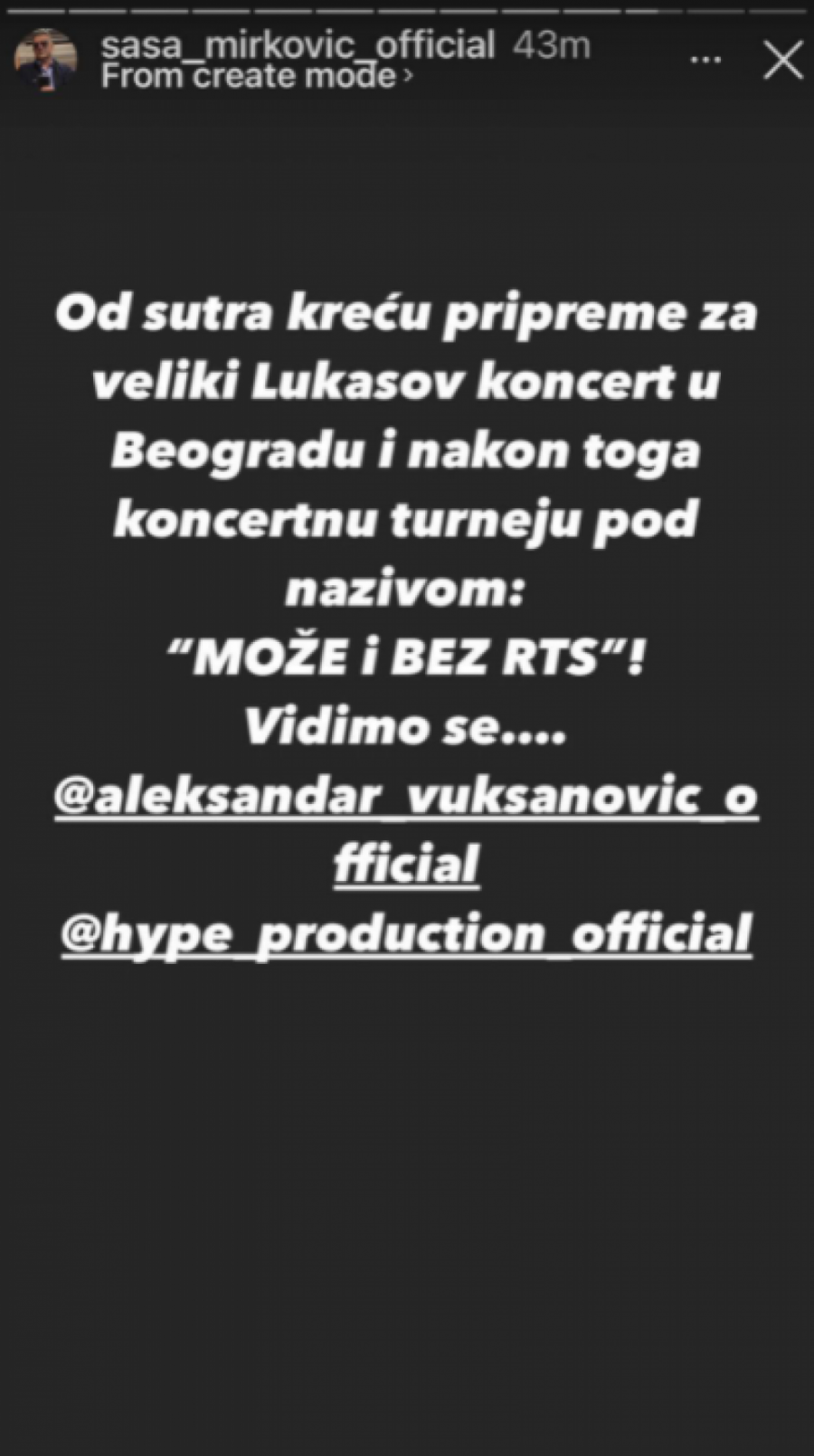 MOŽE SE I BEZ RTS! Saša Mirković najavio veliki spektakularni koncert Ace Lukasa u Beogradu, pripreme su u toku, očekujte neočekivano! (FOTO)