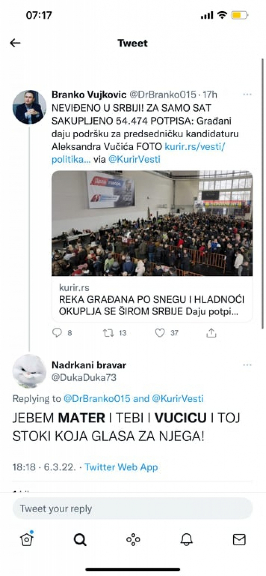 ĐILASOVCI U OČAJU ZBOG PODRŠKE KOJU IMA PREDSEDNIK Vređaju narod Srbije i Vučićevu majku!