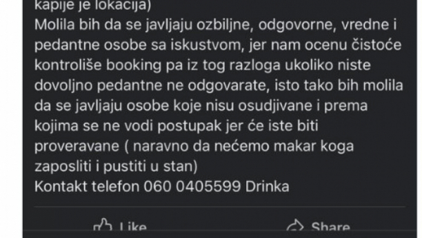 KAKO TE BRE NIJE SRAMOTA!? NAJSRAMNIJI OGLAS U SRBIJI IKADA Drinka traži spremačice, a od uslova nam se diže kosa na glavi