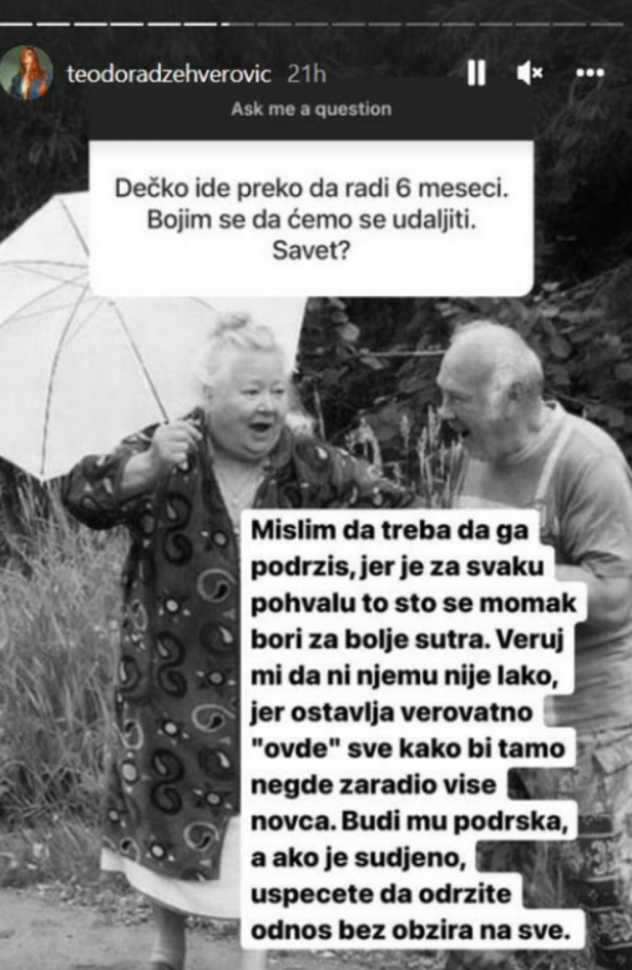 ZNAM DA IMATE PREDRASUDE Nakon puno spekulacija Teodora Džehverović iskreno progovorila o ljubavnom životu