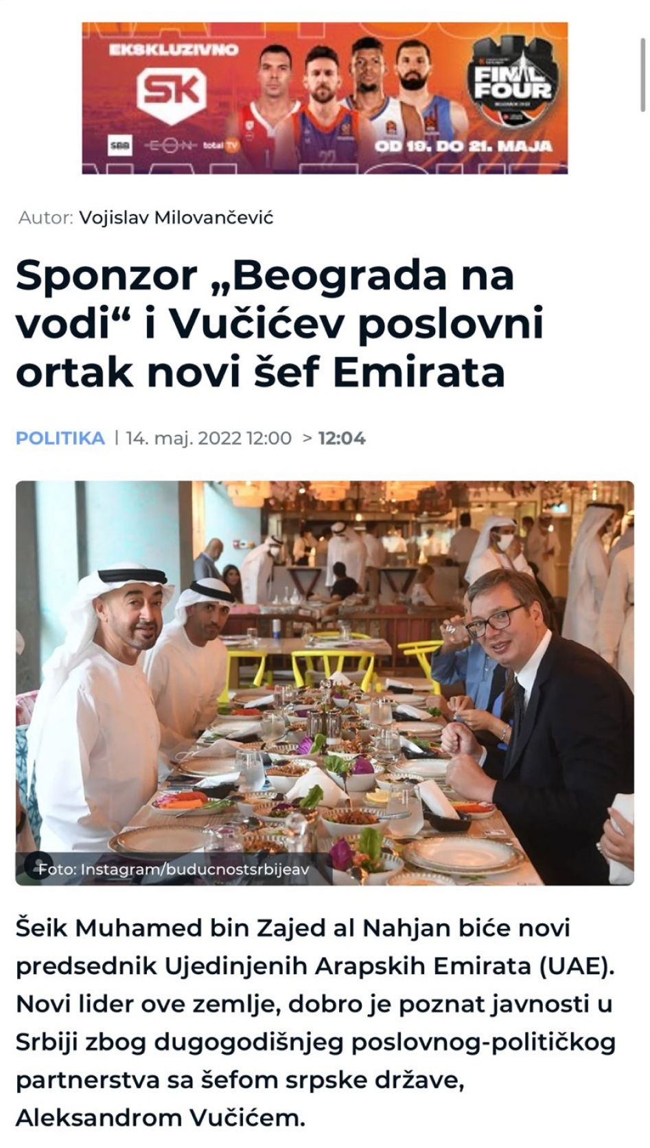 TAJKUNSKI MEDIJ VREĐA NOVOIZABRANOG LIDERA UAE U DANU KADA SAHRANJUJE OCA!