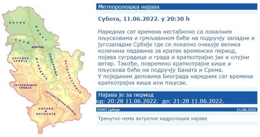 NEVREME HARA SRBIJOM Najnovije upozorenje RHMZ, ovi delovi zemlje na udaru
