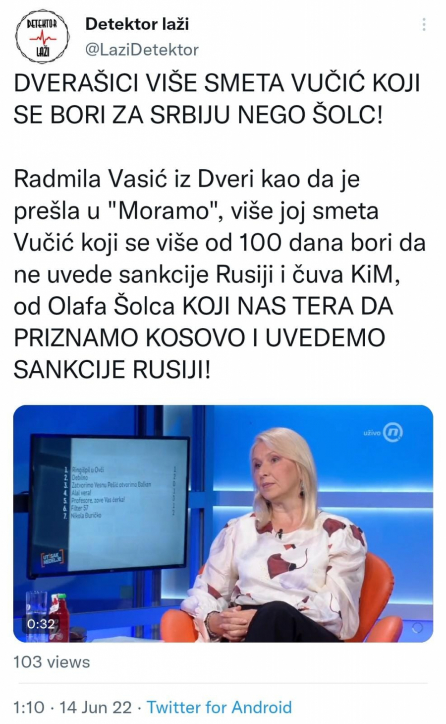 RADMILA VASIĆ KAO DA JE PREŠLA U 