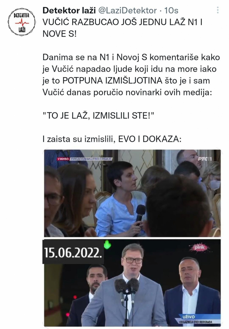 VUČIĆ RAZBUCAO JOŠ JEDNU LAŽ N1 I NOVE S!  