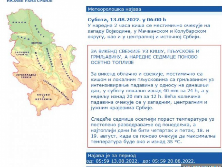Upozorenje RHMZ! Za Sat Vremena Pljuskovi Sa Grmljavinom Stižu U Ove ...