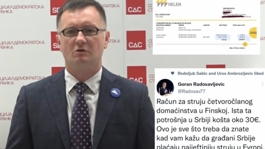 TADIĆEVA LAŽOVČINA Goran Radosavljević tvrdi da je u Finskoj struja jeftinija nego u Srbiji, a skuplja je za 250 odsto! (FOTO)