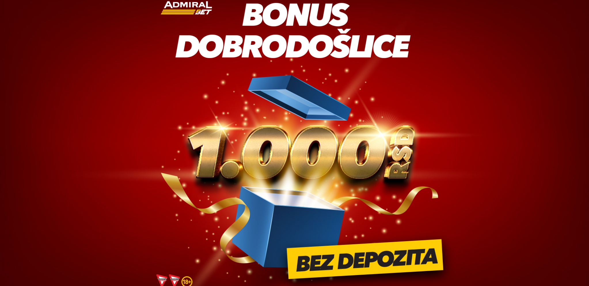 SJAJAN SLOT I SPORT BONUS ZA SVE NOVE IGRAČE U ADMIRALBETU Kreirajte AdmiralBet nalog i čeka vas 1000 dinara bonusa dobrodošlice bez depozita za tikete, slotove i virtuale