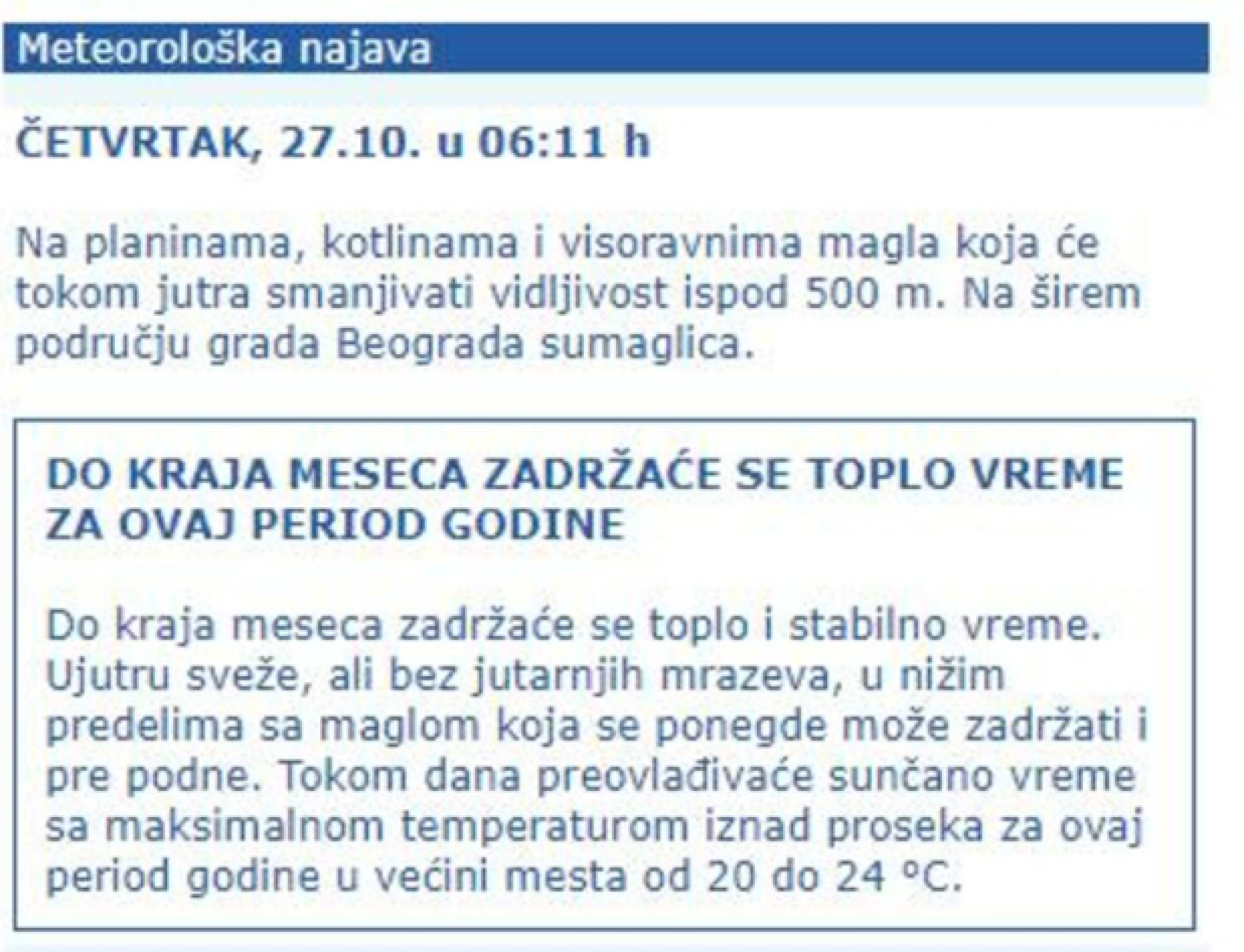 U OVIM DELOVIMA SRBIJE UPALJEN METEOALARM! Evo kakvo nas vreme očekuje danas