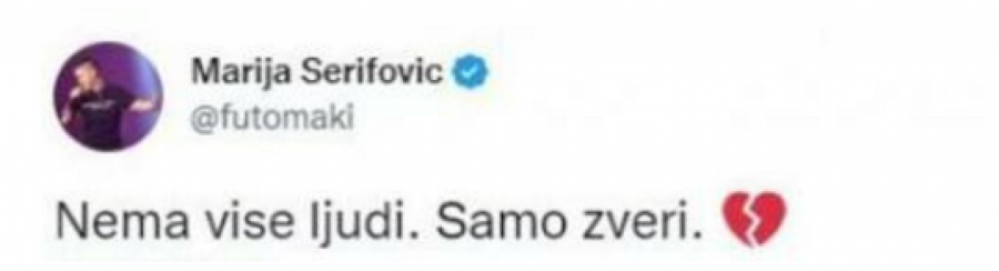 NEMA VIŠE LJUDI, SAMO ZVERI! Potresna poruka Marije Šerifović (FOTO)