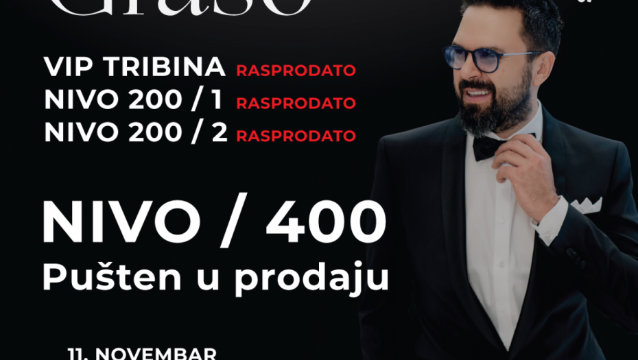 RASPRODAT KONCERT PETRA GRAŠA U ŠTARK ARENI! Pušten u prodaju i nivo 400, saopštili organizatori