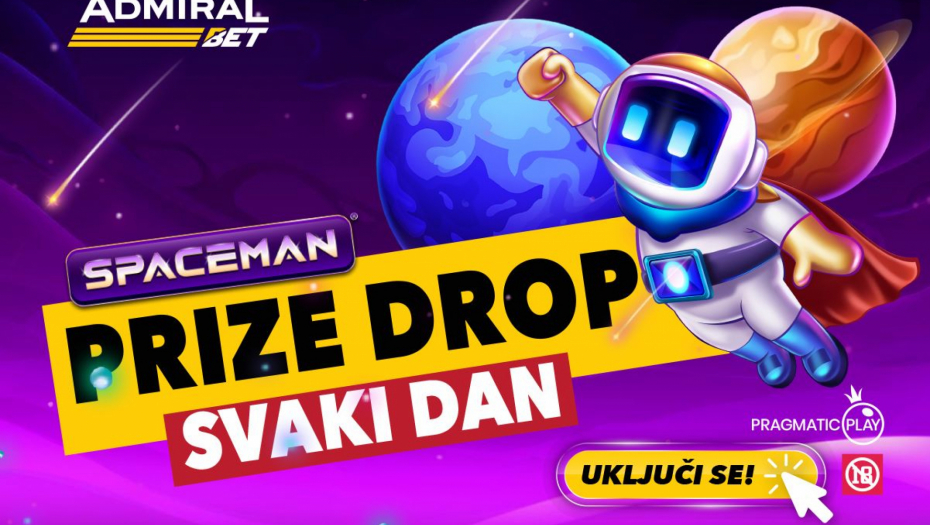 POKUPITE KEŠ NAGRADE KOJE PADAJU SA NEBA Svakog dana do kraja novembra, u AdmiralBet-u čekaju vas sjajni dobici uz Pragmatic Play Spaceman mini igru