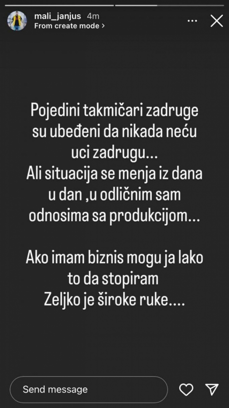 JANJUŠ BRUTALNO UDARIO NA PRODUKCIJU Progovorio o ulasku u Zadrugu, a onda odjednom obrisao objavu!