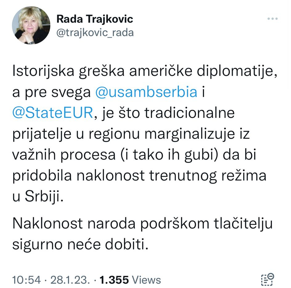 AMERIKANCI, ZAŠTO PODRŽAVATE VUČIĆA? Besna Kurtijeva Rada Trajković ogolila svo ludilo ovdašnje opozicije!