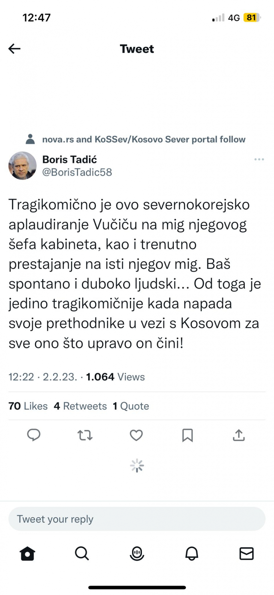 BORIS TADIĆ JASNO POKAZAO U ČEMU JE PROBLEM: Ne smeta mi Vučićeva politika oko KiM, smeta mi samo što dobija aplauze, a ja ih nisam dobijao