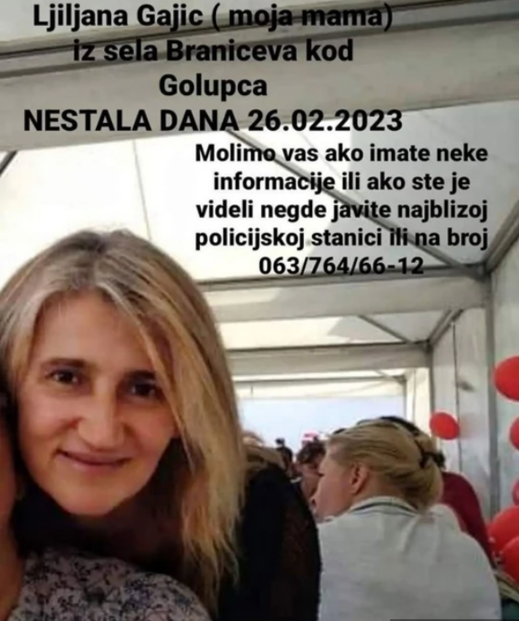 NESTALA LJILJANA IZ BRANIČEVA Pre dva dana otišla u šetnju iz koje se nije vratila - porodica moli za pomoć!