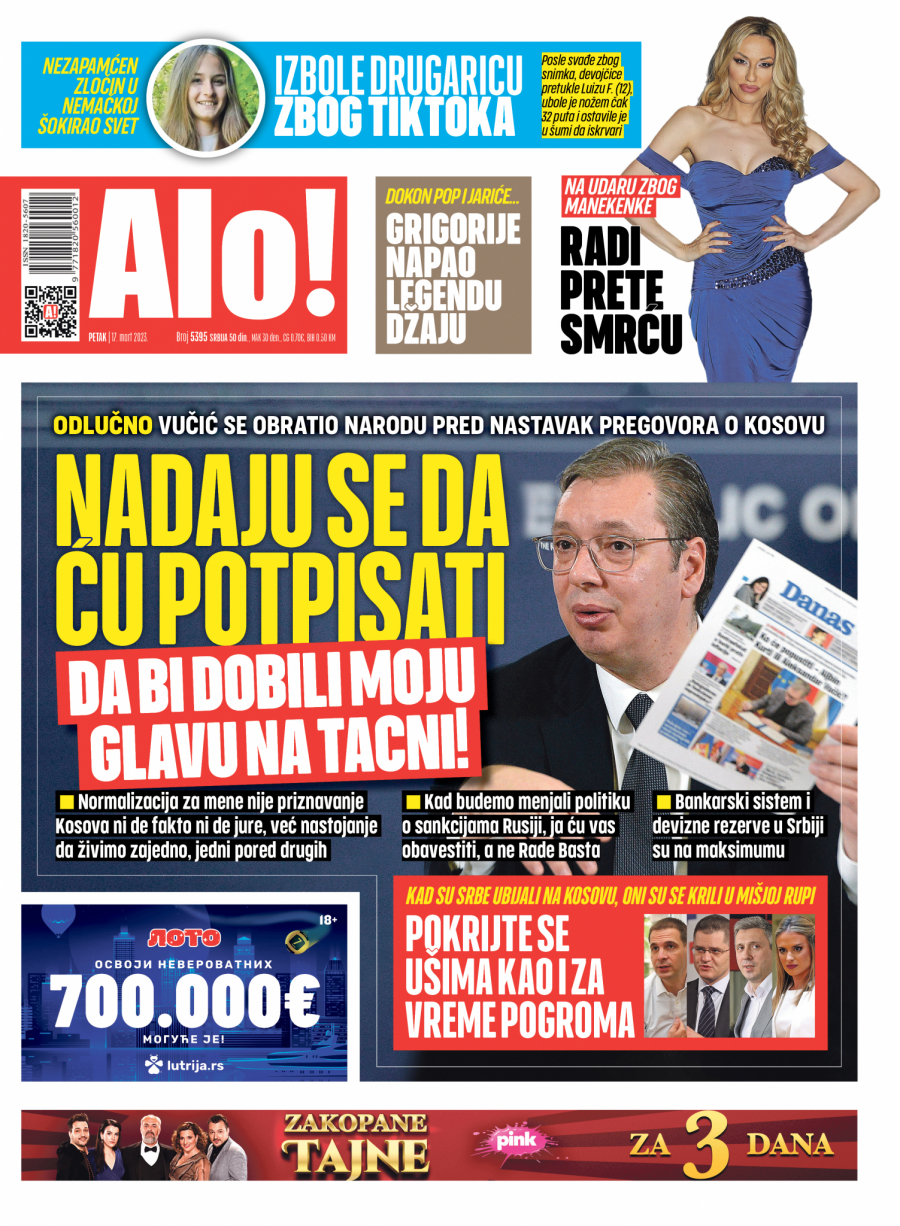 VUČIĆ SE OBRATIO NARODU PRED NASTAVAK PREGOVORA Nadaju se da ću da potpišem da bi dobili moju glavu na tacni!