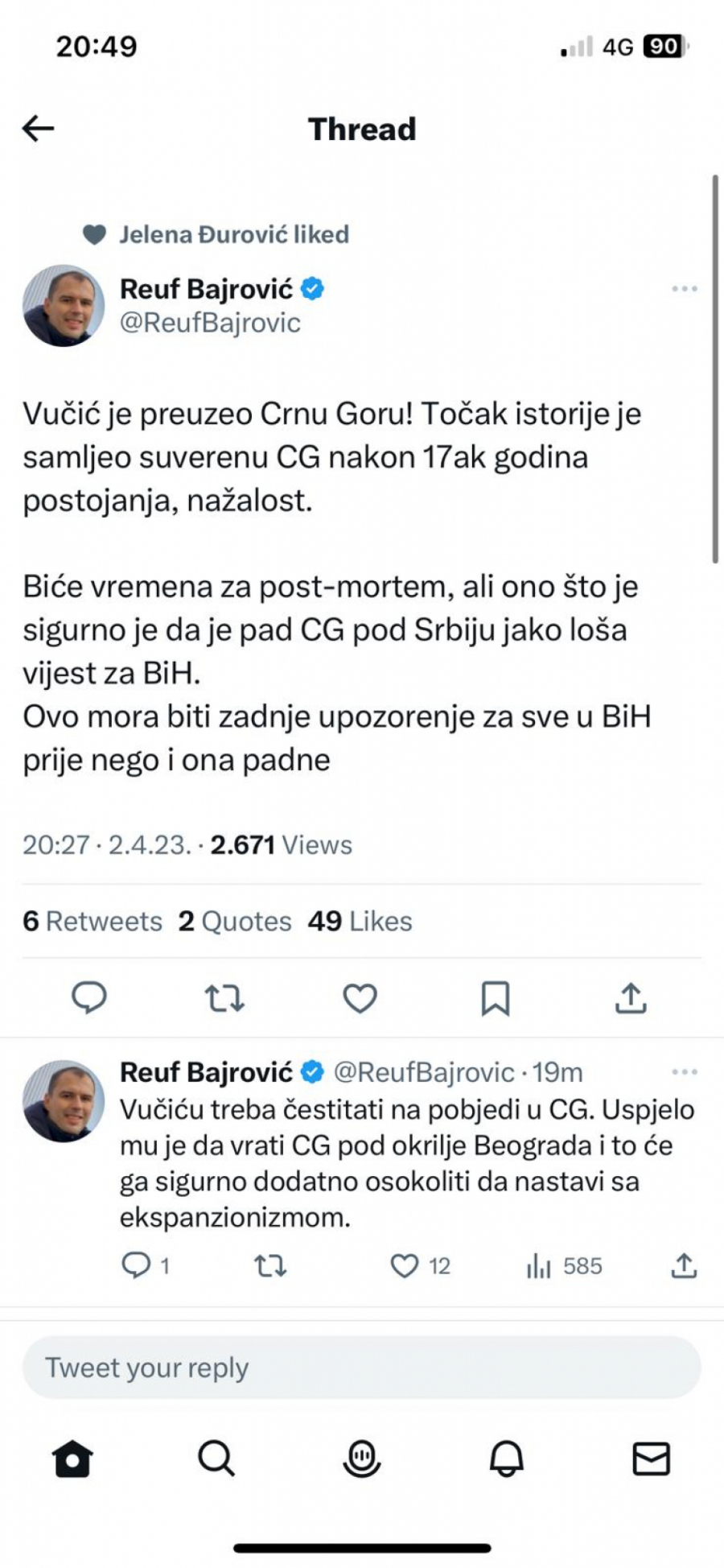 ZA SVE IM JE VUČIĆ KRIV Stigle reakcije analitačara i bivšeg ministra BIH na rezultate glasanja u Crnoj Gori