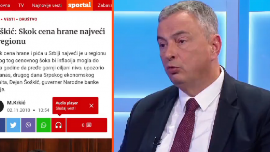 ŠOŠKIĆ SOLI PAMET O CENI HRANE! Dok je bio guverner NBS skok cena bio najveći u regionu!